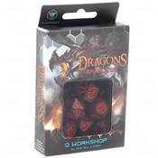QWORKSHOP - Dragons Dice Set - Black & Red (x7)