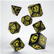 QWORKSHOP - Dragons Dice Set - Black & Yellow (x7)