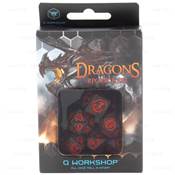 QWORKSHOP - Dragons Dice Set - Black & Red (x7)