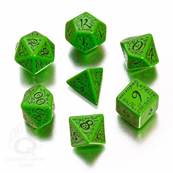 QWORKSHOP - Elvish Dice Set - Green & Black (x7)