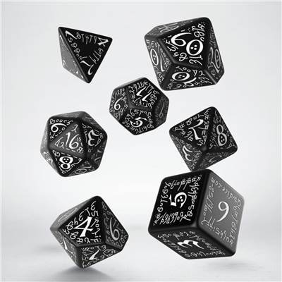 QWORKSHOP - Elvish Dice Set - Black & White (x7)