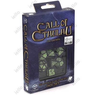 QWORKSHOP - Call of Cthulhu Dice Set - 7th edition Black & Green (x7)