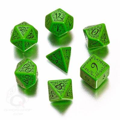 QWORKSHOP - Elvish Dice Set - Green & Black (x7)